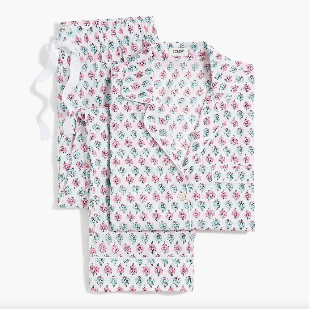 J Crew Cotton Pajama Set with Cropped Pant